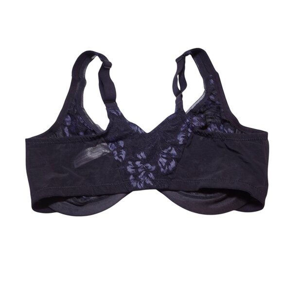 NWT Glamorise Feeling Lacey Front Close Underwire Bra Sz 38DD Black 9246 Stretch - Picture 4 of 5